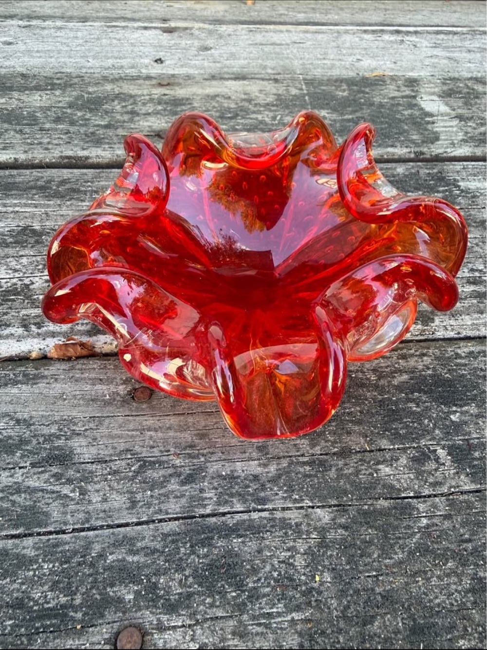 Vintage Murano Style Amberline Bowl